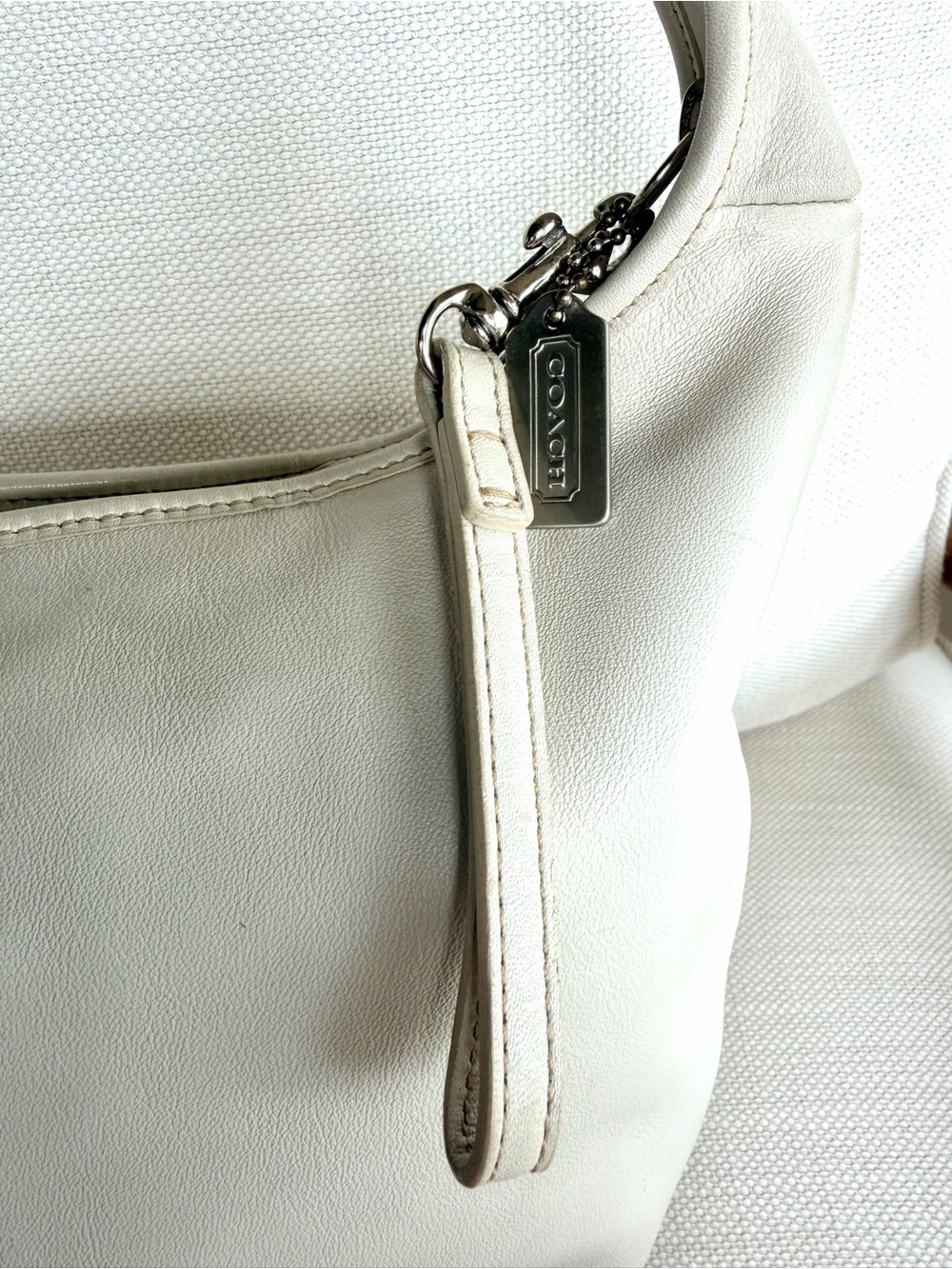 COACH + COA Vintage Ergo 9221 Ivory Glove Tanned Leather Hobo Shoulder Bag Y2K - Picture 2 of 10